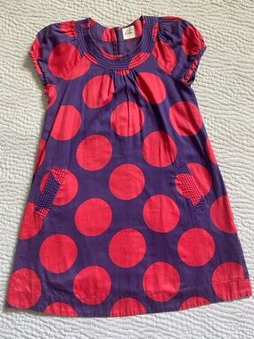Mini Boden Girls Polka Dot Dress – Cute Print, Two Side Pockets